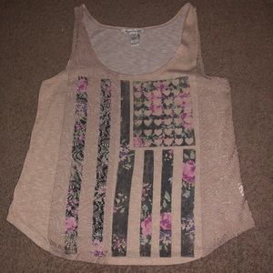 • pink heart american flag tank top •